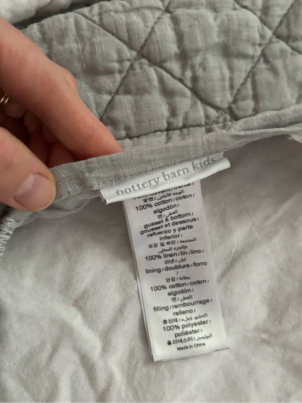 (2) Pottery Barn Kids Fitted Changing Pad Covers White and Gray
